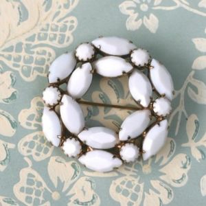 Vintage Milk Glass Brooch